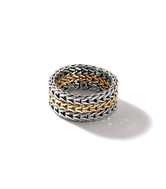 Rata Chain Ring, Silver, Gold, Wide